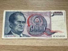 5000 Dinar DINARA Dinarjev 1985 JUGOSLAWIEN Jugoslavija Banknote Geldschein P#93