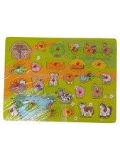 PLAYTIVE JUNIOR Steckspiel Bauernhof Tiere Holzpuzzle Kinder Mehrfarbig