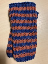 Pulswärmer Armstulpen Blau Braun 17cm frisch handgestrickt - Stay Warm ?