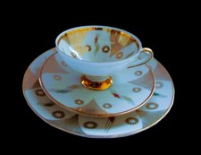 PORZELLAN KAFFEE-TEE-TASSE-3-tlg. VERGOLDET-WINTERLING MARKTLEUTHEN  BAVARIA