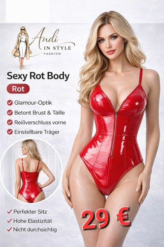 Sexy damen body rot - damen, lack