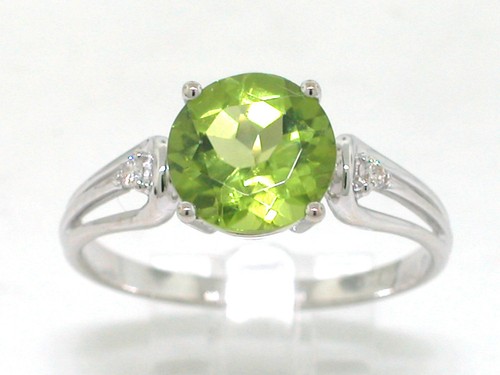 Peridot ring 585 - peridot, weißgold