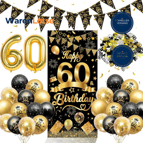 Deko geburtstag schwarz - 60.,
