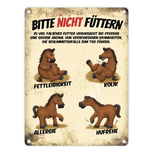 Metallschild mit pferde motiv - pferde,