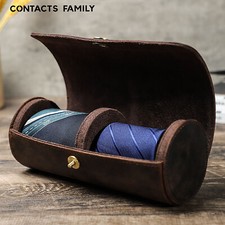 Herren Leder Krawattenhalter Reiseetui Crazy Horse Leder Passt 2 Krawatten