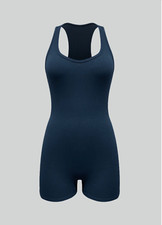 Speerise Fitness Workout Romper Bodysuit gerippt in XL navy/blau