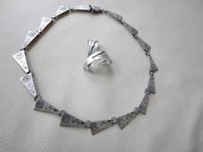 Damen Schmuckset Collier+Ohrstecker,Feinste Handarbeit, Silber 925