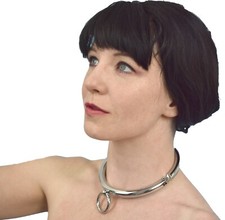 Abschließbarer Metall Halsreif mit O-Ring, Halsband* Bondage Fetisch Halskorsett