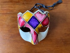 original venezianische maske harlequin, handgefertigt aus pappmaché , handbemalt