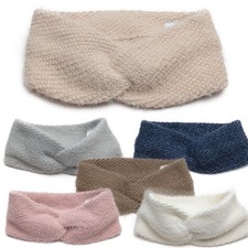 Damen Stirnband Ohrenwärmer mit Glitzer Knoten Twist Haarband Fluffy Headband