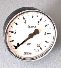 Wika Rohrfeder Manometer 63 mm Durchmesser 1/4" 0-10 bar axial (hinten) 30795737