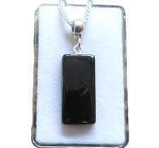 Turmalin schwarz Schörl Cabochon Anhänger mit Ringschlaufe Nr. 4276