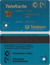 Germany C-Netz Telekom TeleKarte blau - Chip/Magnet/Name/gelbe Schrift/Loch USED