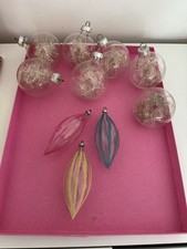 Lauscha Christbaumschmuck 7 x Weihnachtskugel Lametta 3 x Oliven Zapfen Bunt