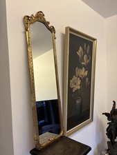 Alter Spiegel Goldrahmen 95x28cm Vintage Spiegel Holz