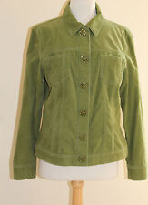 Chico's Spaß Grün Mikro Cord Groß Strass Snap Jeansjacke Sz 1