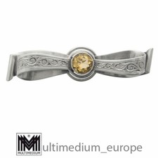 Schöne Art Deco 835er Silber Brosche Citrin ziseliert silver brooch chiselled