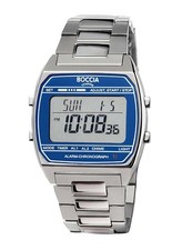 Boccia Titanium 3738-06 Digital Herrenuhr Titan Silber Blau Ø40mm