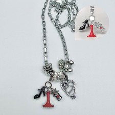 3er Charm Anhänger Parfum , ❤️ und Accessoires m. Damen Halskette 60cm neu🎀