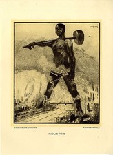 "Industrie" Arbeiter von Wilhelm Herberholz Schwerte Kunstdruck von 1925