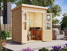Gartenhaus Holz 14mm Gerätehaus Bernburg 2 natur 182x122 cm Karibu +AKTION+