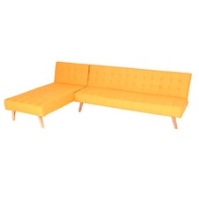 B-Ware Ecksofa MCW-K38, Sofa, Liegefläche links/rechts, Stoff Holz   gelb