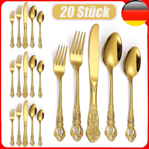 Edelstahl gold besteckset - edelstahl,