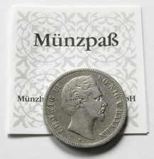 BAYERN: 2 Mark 1876 "LUDWIG II.", J. 41, schön/sehr schön, Zertifikat