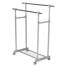 Kleiderständer Garderobe mit Rollen Ausziehbar Höhenverstellbar Ablagegitter