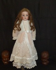 antike Puppe Brustkopf Lederkörper Baehr & Proeschild 245 ca. 68 cm um 1900