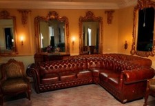 Chesterfield Garnitur Ecke 290 x 240 6 Plätze Leder ASP400