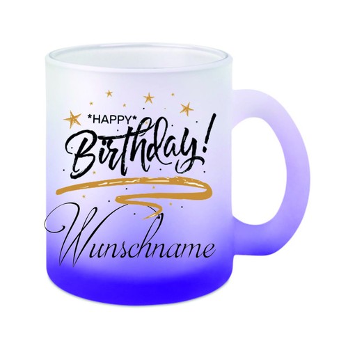 Glas tasse weiß lila - , happy