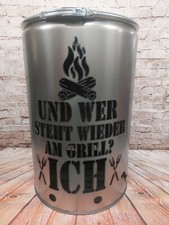  Feuertonne mit - Am Grill - Motiv - neues Ölfass, Feuerstelle, Feuerkorb