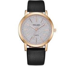 Damen Armbanduhr, Gehäuse in Gold oder Roségold, Damenuhr mit PU Leder Armband