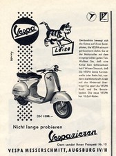 Roller Vespa Messerschmitt Augsburg Reklame 1956 Leise wie Katze Motorroller