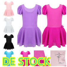 DE*Kinder Mädchen Kurzarm Ballettkleid Ballettanzug Turnanzug Eislauf Röckchen