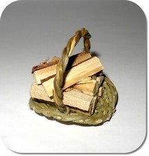 Miniatur Korb mit Holzscheite, Kaminholz, NEU