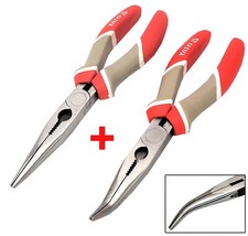 Kraftzange Spitzzange Radiozange 2er SET Elektriker Telefon Gerade Gebogen 20cm