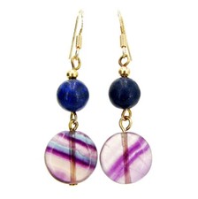 BAILYSBEADS Fluorit & Lapislazuli Ohrringe Ohrhänger 925er Silber vergoldet