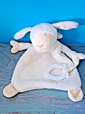 Topomini Schmusetuch Schaf Schnuffeltuch Kuscheltuch mit Beißplatte weiß