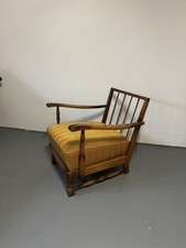 Design-Highlight! Mid-Century Armlehnstuhl | Retro Holz & Cord-Kissen 70er | Top