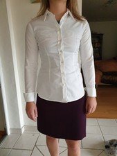 Damen Hemdbluse Langarm Kragen Weiß Business 36 38