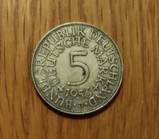 5 DM Deutsche Mark Münze 1956 J