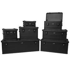 ALUBOX® Alukiste Schwarz Transportbox abschließbar Aluminiumbox + Stapelecken