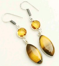 Tigerauge/Citrin Boho Ohrringe