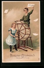 Präge lithographie mädchen - präge-lithographie,