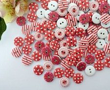 10 Knöpfe 15mm rund rot