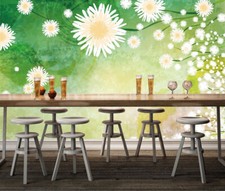 3D Weiße Blumen H2906 Tapete