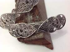 Edle Metall Haarspange gearbeitet in Optik ziseliert  - Ring-Ornament - leicht