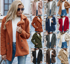 Ladies Teddy Bear Coat Jacket Winter Fleece Fur Long Sleeve Cardigan Cover Up